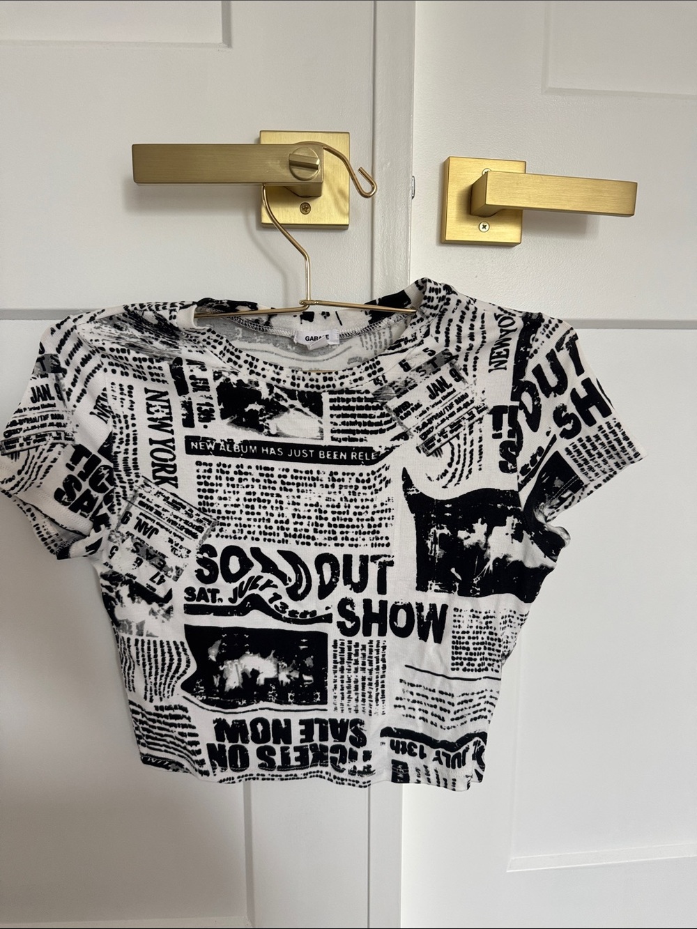 Garage Black & White Newspaper Graphic Short Sleeve Tee